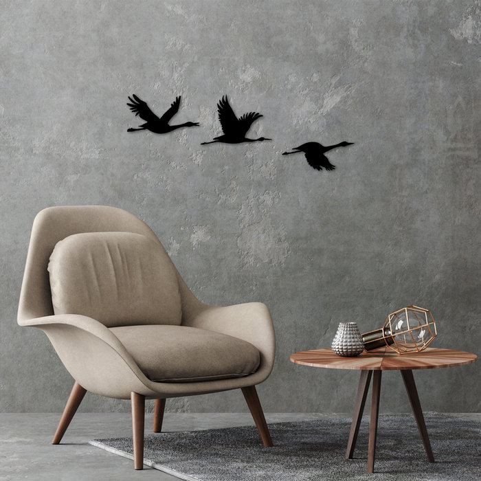 Wallity Migrant Birds - 302 Escultura de Pared de Metal Negra